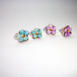 Tiny Wooden Flower Stud Earrings, Post Earrings,..