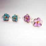 Tiny Wooden Flower Stud Earrings, Post Earrings,..