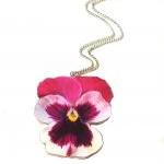 Pansy Flower Necklace, Pansy Wooden Flower..