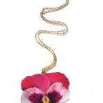 Pansy Flower Necklace, Pansy Wooden Flower..