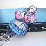 Alice In Wonderland, Alice Brooch, Wooden Brooch,..