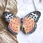 Setting Sun Wooden Butterfly Necklace Pendant