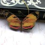 Mellow Yellow Wooden Butterfly Necklace Pendant