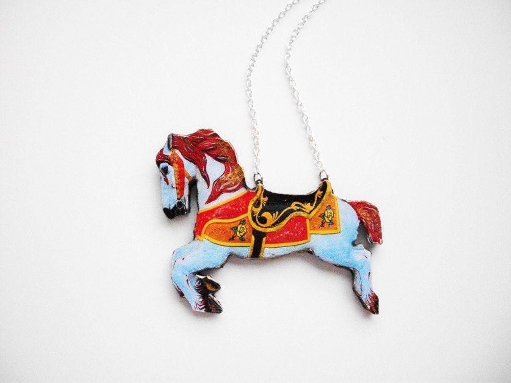Carousel Necklace - Wooden - Merry Go Round - Funfair - Carousel Horse