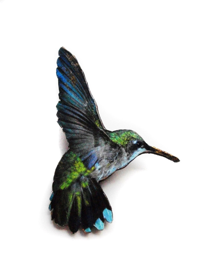 Hummingbird, Bird Brooch, Wooden Brooch, Wooden Bird, Handmade Brooch, Hummingbird Brooch