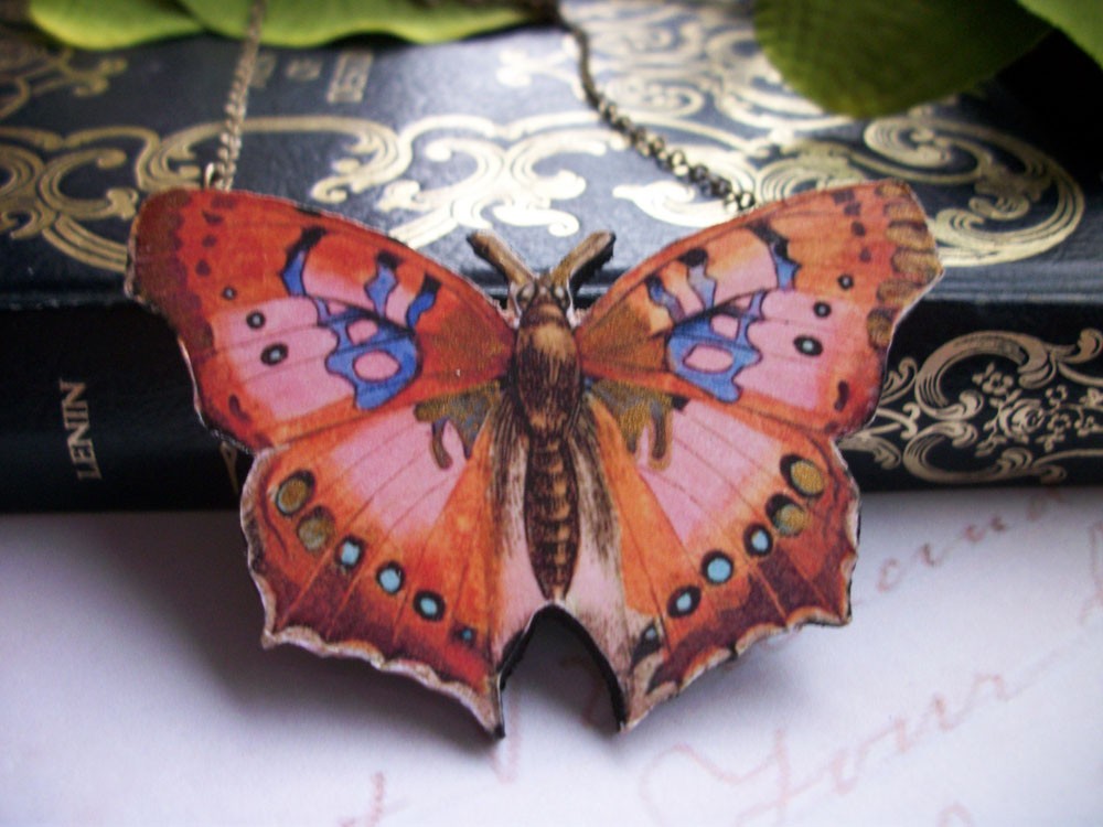 The Power Of Flight Wooden Butterfly Necklace Pendant