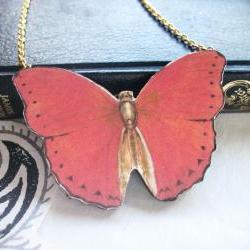 Ruby Red Wooden Butterfly ..